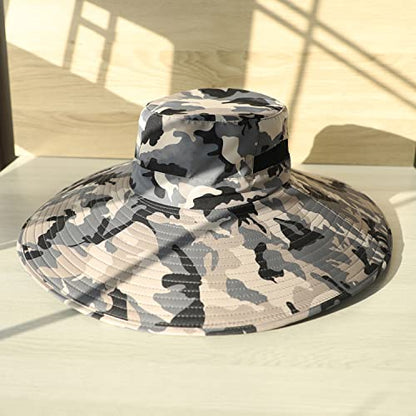 HUAMULAN Men Women 6" Wide Brim Sun Protection Hat Summer Fishing Hats - color: Hn005-micai5