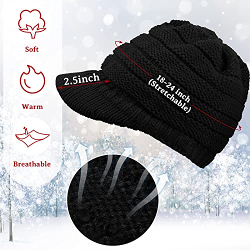 Kenning 4 Sets Winter Hat Gloves Women, Knit Beanie with Brim Touchscreen