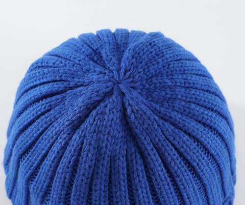 Home Prefer Mens Winter Hat Wool Fleece Lined Knit Beanie Hat Warm Stocking Caps - color: Royal Blue