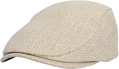Cabbie Hats for Men Summer,Cotton Beret Newsboy Hat Ivy Gatsby Adjustable Flat Cap Beret for Driving - color: A02-beige