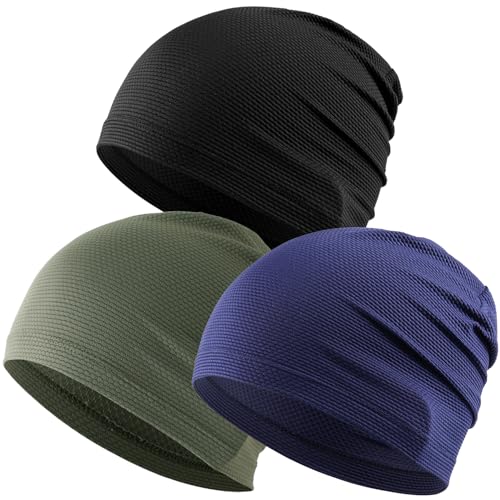 Justrideon 3-Pack Cooling Skull Cap Breathable 3D Honeycomb Mesh Men Women - color: Black + Royal Blue + Dark Green