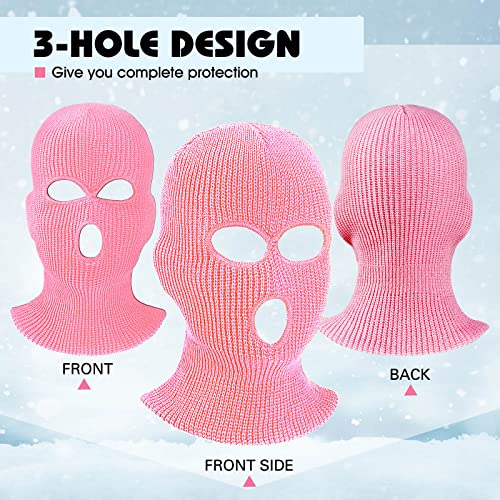 3 Hole Balaclava Ski Mask Cover Winter Knitted - color: Pink