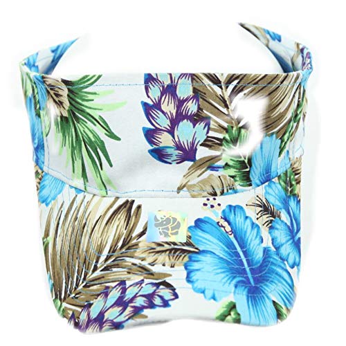 Adult Hawaiian Visor Beach Hibiscus Floral Hat Fashion Tropical Hats Sun Travel Cap Hiking - color: White/Blue