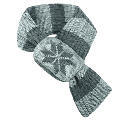 PURFUN Kids 3-in-1 Beanie Scarf Touchscreen Gloves Set, Winter Thick Warm Fleece Lined Knitted Skull Cap with Ear Flaps - color: Light Grey
