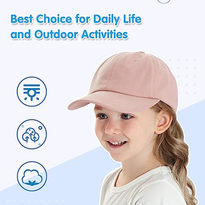 Peecabe Plain Toddler Baseball Hat Unisex Cotton Kids Trucker Hat Adjustable Baby Boys Sun Caps Girls Baseball Cap 1-5Y - color: Light Pink, size: 6-24 Months