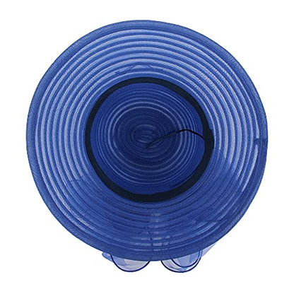 Haoohu Women's Church Derby Hat Wide Brim Bow Bucket Hat Wedding Dress Hat Fascinator Bridal Tea Party Hat - color: Blue