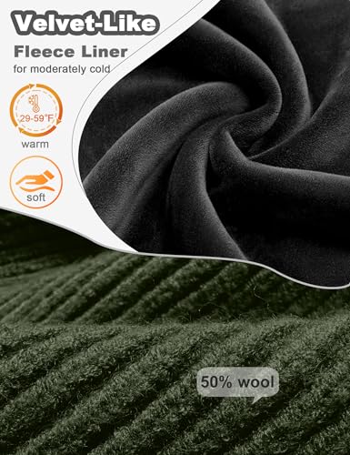 Fleece Lined Wool Short Fisherman Beanie Men Women Cuff Winter Hat - color: 1pc-army Green
