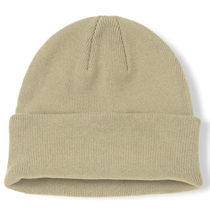 100% Cotton Beanie for Women Men Soft Knit Beanies Warm Winter Hat - color: Sandy Beige