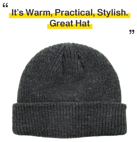 Fisherman Short Beanie Leon Roll up Trawler Classic Skullcap Hipster Beanie Warm Winter Hats Acrylic Ribbed Knit Cuff Daily - color: Dark Gray Fisherman Beanie