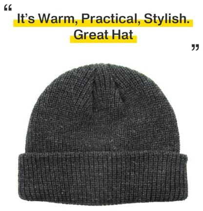 Fisherman Short Beanie Leon Roll up Trawler Classic Skullcap Hipster Beanie Warm Winter Hats Acrylic Ribbed Knit Cuff Daily - color: Dark Gray Fisherman Beanie