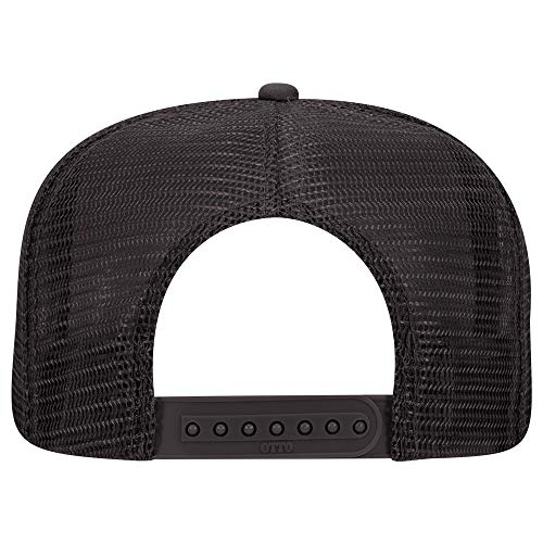 OTTO SNAP Round Flat Visor High Crown Mesh Back 5 Panel Trucker Snapback - color: Char. Gray