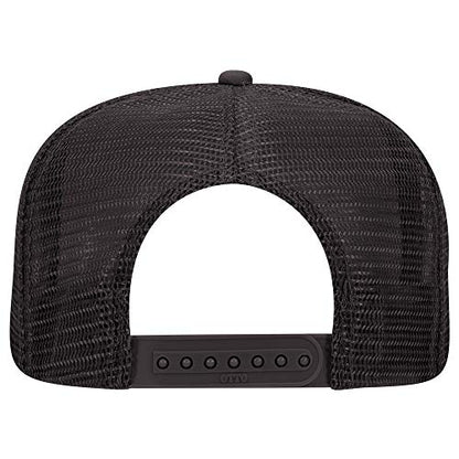 OTTO SNAP Round Flat Visor High Crown Mesh Back 5 Panel Trucker Snapback - color: Char. Gray