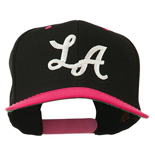 e4Hats.com LA Embroidered Snapback Cap - color: Black Pink