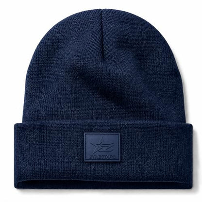 Winter Beanie Men Women Heavyweight Stretch Knit Cuffed Hat - color: Navy Blue