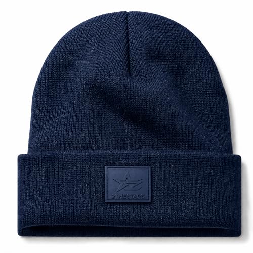 Winter Beanie Men Women Heavyweight Stretch Knit Cuffed Hat - color: Navy Blue