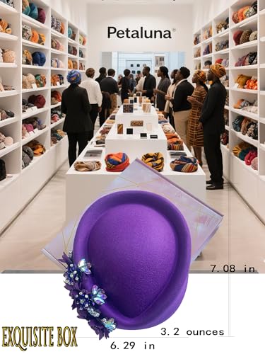 Petaluna Women's Flower Beret Suitable for Church Wearing Elegant Breathable Wedding Party Retro French Headdress - color: Purple-2