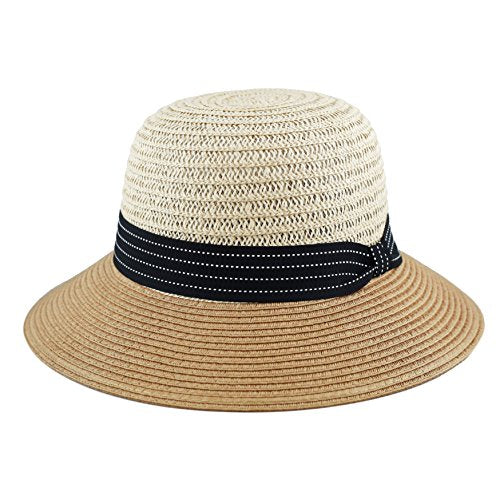The Hat Depot Womens Floppy Summer Sun Beach Wide Brim Straw Hat - color: Fh4