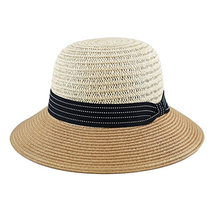 The Hat Depot Womens Floppy Summer Sun Beach Wide Brim Straw Hat - color: Fh4