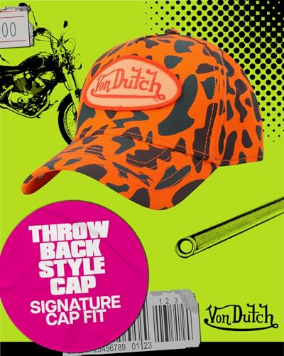 Von Dutch Unisex Cotton Canvas Baseball Cap, Curved Brim, Snapback - color: Orange