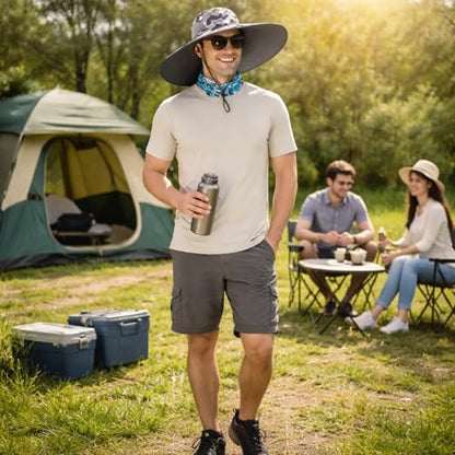 HUAMULAN Men Women 6" Wide Brim Sun Hat Summer Fishing Hats UV Protection - color: Hyp002-micai7