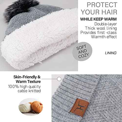 FZ FANTASTIC ZONE Women's Winter Warm Beanie Hats Scarf Touchscreen Gloves - color: Grey