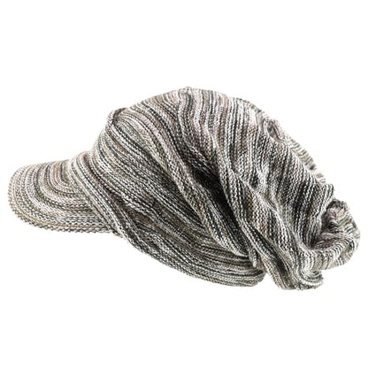 Armycrew Deep Crown Wrinkled Knit Slouch Rasta Beanie Visor - color: Khaki Marled