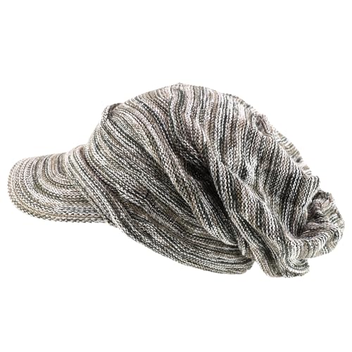 Armycrew Deep Crown Wrinkled Knit Slouch Rasta Beanie Visor - color: Khaki Marled