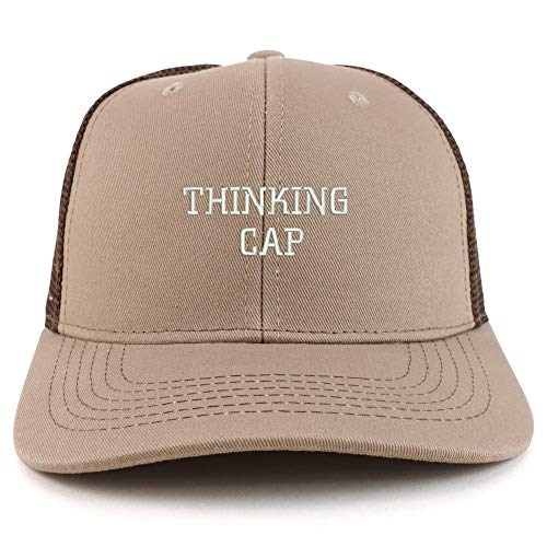 Trendy Apparel Shop Thinking Cap Washed Two Tone Trucker Baseball Cap - color: Khaki Brown
