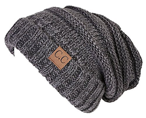 CC Womens Multicolor Oversized Baggy Warm Slouchy Cable Knit Winter Beanie - color: Gray