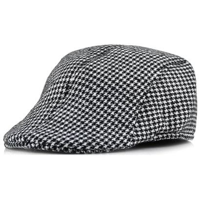 Women's Berets: Black Houndstooth Red Beret Hats for Women Fall Winter Fashion Outfit - color: Advance-houndstooth-black