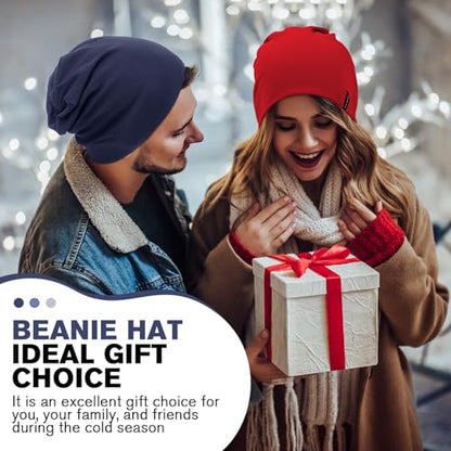 HAMUNI Slouchy Beanie for Women Men Soft Cotton Chemo Hats Double-Layer Warm Beanie Cap for Daily Wear & Transitional Seasons - color: Blue