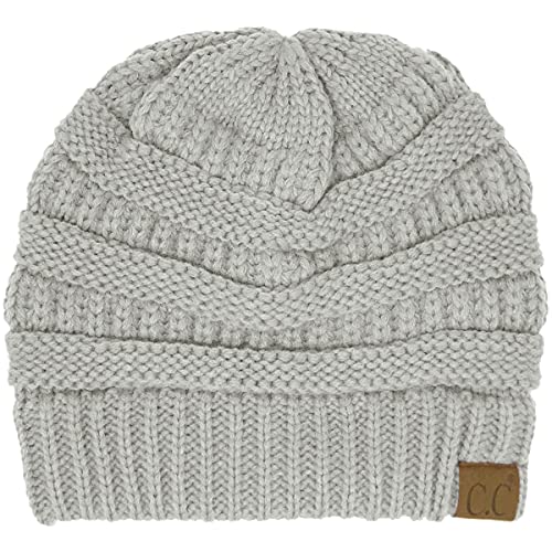 CC Classic Winter Fall Trendy Chunky Stretchy Cable Knit Beanie Hat - color: Solid Mercury