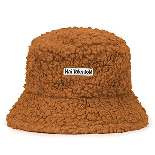 Magik Women Fashion Winter Bucket Hat Vintage Cloche Hats Wool Warmer Fisherman Cap - color: Caramel