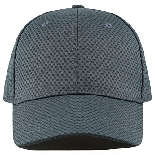 The Hat Depot Men's Curved Brim Stretch Fit Mesh 6 Panel Fitted Baseball Cap - color: Dark Grey, size: Small-Medium