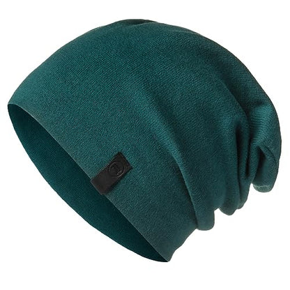 Warm Slouchy Beanie Hat - Deliciously Soft Daily Beanie in Fine Knit - color: Emerald Green
