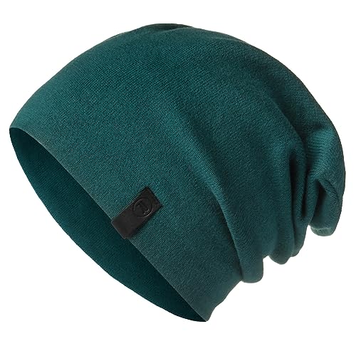 Warm Slouchy Beanie Hat - Deliciously Soft Daily Beanie in Fine Knit - color: Emerald Green