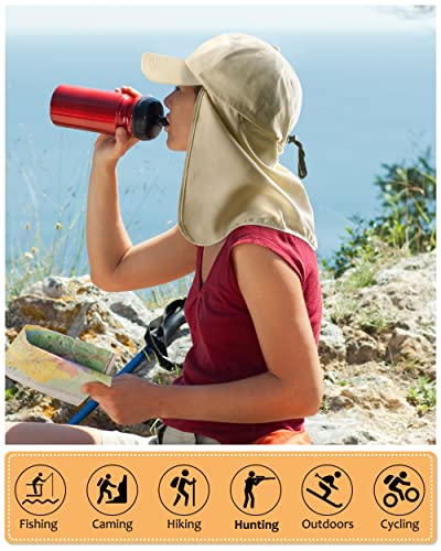 Tirrinia Wide Brim Sun Hat with Neck Flap for Men & Women - color: #3 Tan