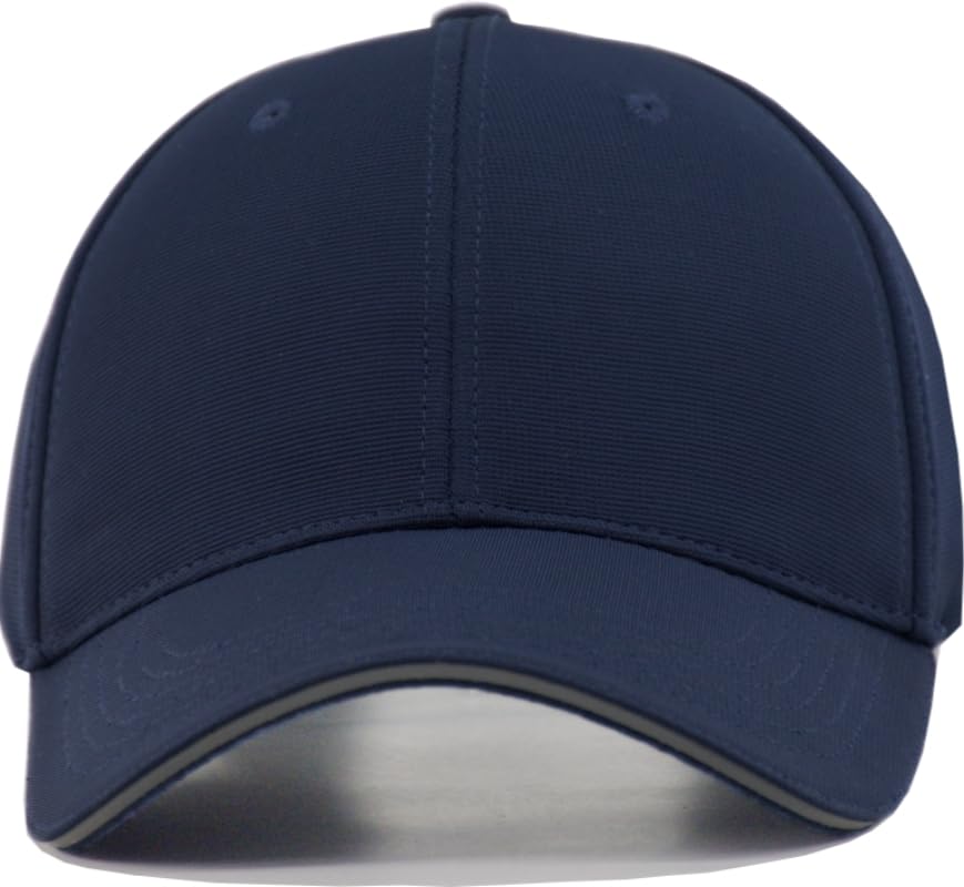 TSSGBL Men's Plain Baseball Hat - OSFM & XXL Big Head Fit，Adjustable Structured Ball Cap with Reflective Sandwich Brim - color: Navyblue, size: Medium-Large