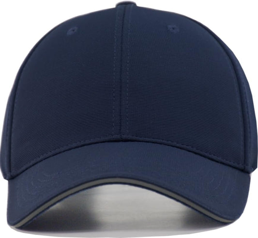 TSSGBL Men's Plain Baseball Hat - OSFM & XXL Big Head Fit，Adjustable Structured Ball Cap with Reflective Sandwich Brim - color: Navyblue, size: Medium-Large