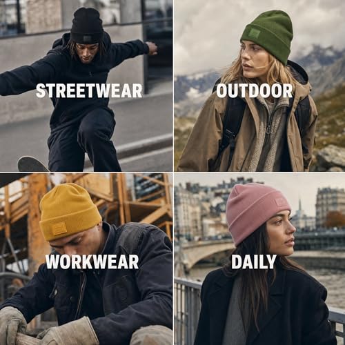 Winter Beanie Men Women Heavyweight Stretch Knit Cuffed Hat - color: Light Cyan