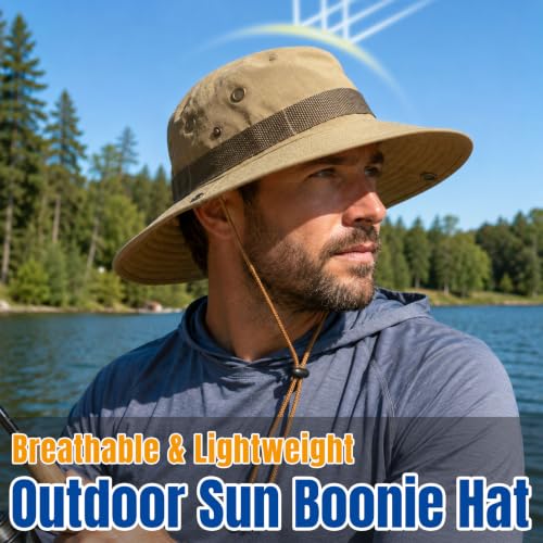 NPQQUAN Sun Hats for Men Women Wide Brim Bucket Hat UPF 50+ Boonie Hat - color: Pure Grey