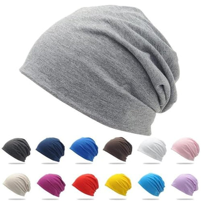 Cotton Slouchy Beanie hat Candy Color Chemo Skull Cap Men Women Beanies - color: Light Grey