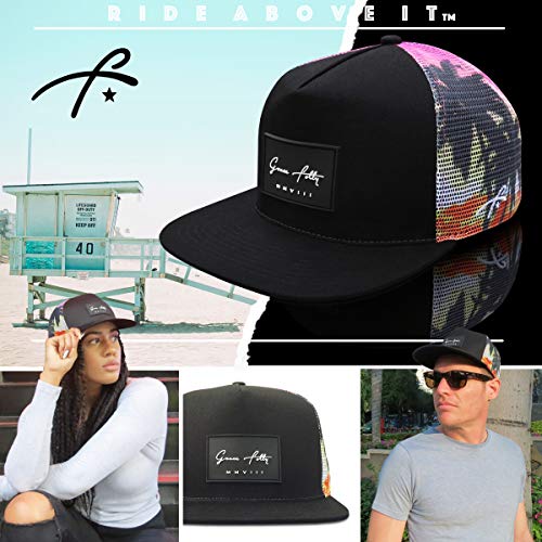 Grace Folly Trucker Hat for Men & Women. Snapback Mesh Caps - color: Sunset Beach