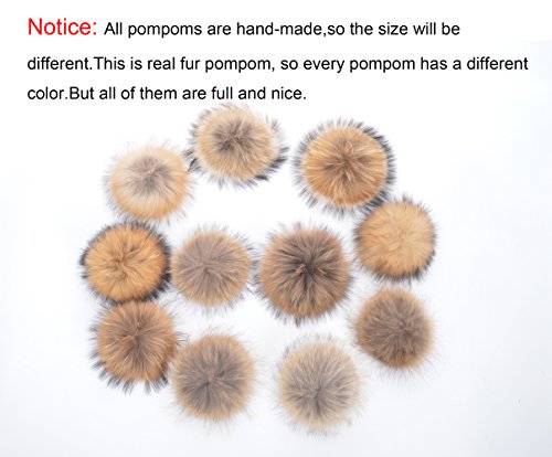 Women's Real Fur Pom Pom Cashmere Wool Blend Winter Slouchy Knit Beanie Hat with Real Pom Pom Beanie Hat - color: Grey