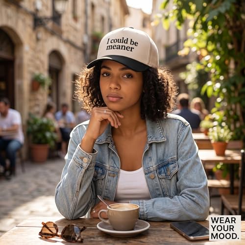 Funny Trucker Hat for Women - I'm Nicer When I'm Tan Embroidered Baseball Cap - Adjustable Summer Sun Hat for Beach - color: I Could Be Meaner Pink