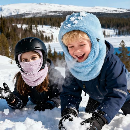 Ski Mask Kids Balaclava, Winter Ski Face Mask Cover, Fleece Hats for Kids - color: Blue