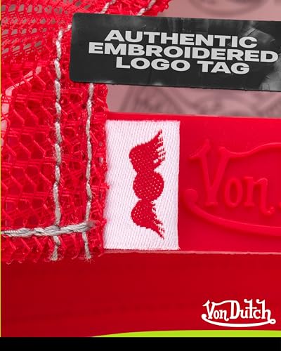 Von Dutch Unisex Trucker Hat, Colorblock, Mesh Back, Curved Bill, Snapback - color: Gym Red