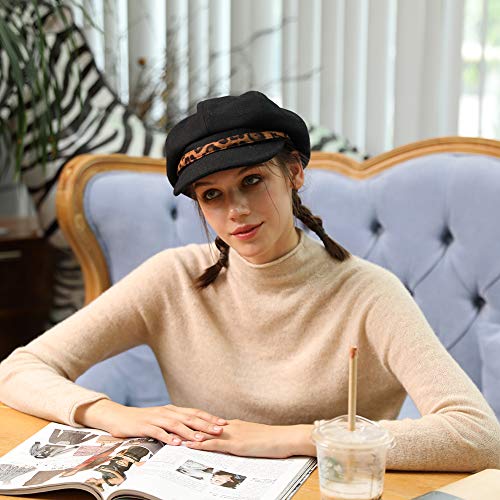 Comhats Women's Wool Winter Warm Newsboy Hats, Fashion Pageboy Beret Cap - color: 91611_black, size: Medium