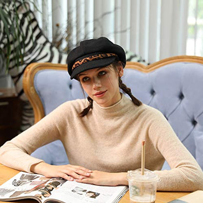 Comhats Women's Wool Winter Warm Newsboy Hats, Fashion Pageboy Beret Cap - color: 91611_black, size: Medium