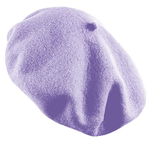 Women's French Beret Hat Solid Color Plain Wool Classic Traditional Artist Cap - color: Lavender